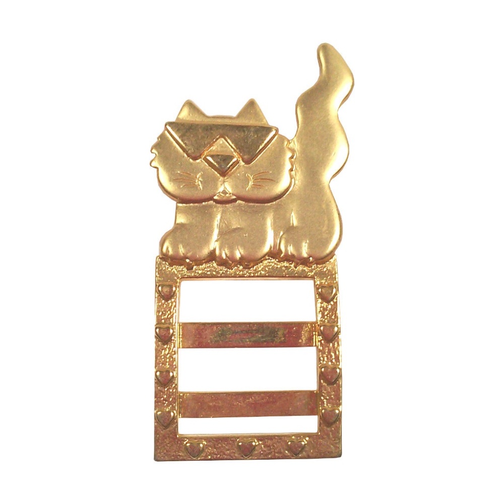 Vintage Cool Cat Picture Frame Brooch Gold-tone JJ Jonette